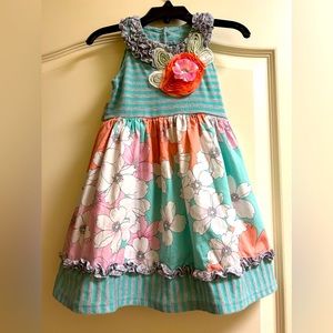 Bonnie Jean toddler dress. Size 3/3T, Polyester, Rayon with cotton back ties.